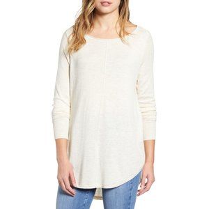 Caslon Shirttail Tunic Sweater Large Beige